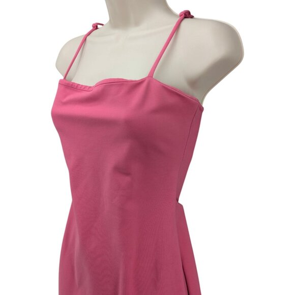 Lovers Friends Skylar Midi Dress Bubble Gum Pink Spaghetti Strap Slit Size S - Picture 4 of 14